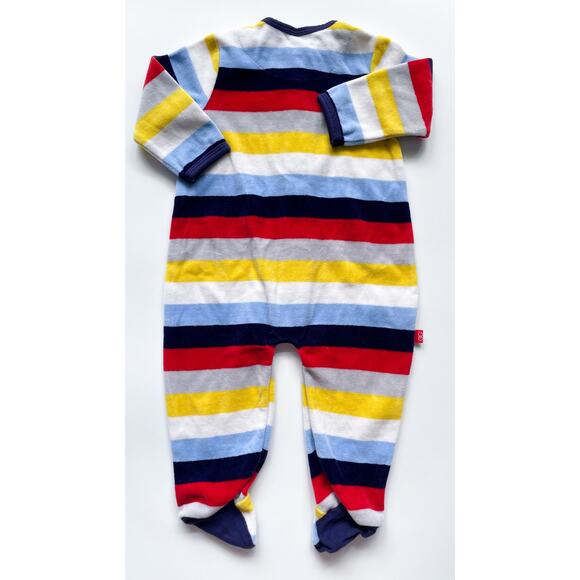 Baby Boy's Magnetic Me Multicolor Striped Velour Sleeper Size 6-9 Months - Picture 4 of 4
